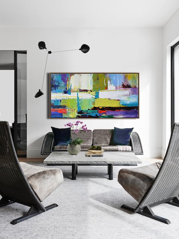 Panoramic Palette Knife Contemporary Art #L2D - Click Image to Close